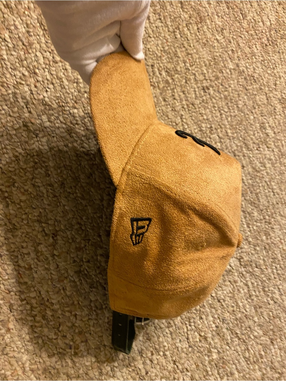 New-Mustard Suede Baseball Cap with Black 'A' Logo (Atlanta) - Picture 4 of 4